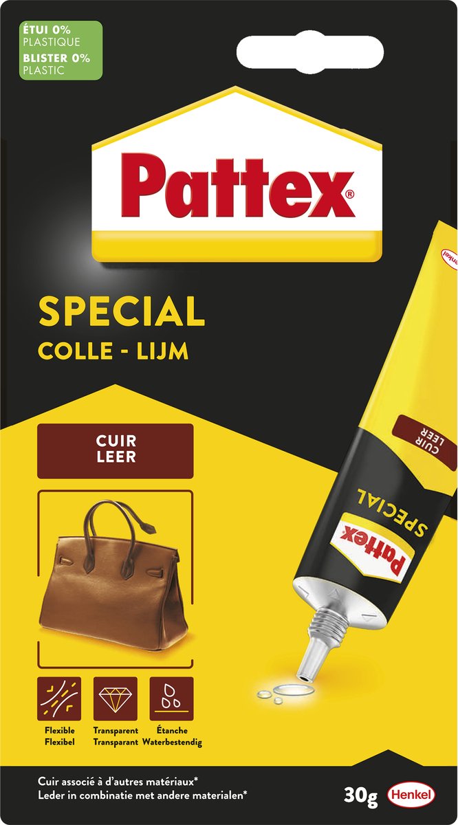 Laden Sie das Bild in Galerie -Viewer, Pattex special leerlijm 30g | leerlijm voor fexibel hechtende ondergronden | transparante lijm voor leer tassen, schoenen en diverse reparaties | reparatie leerlijm voor stijlvol gebruik.
