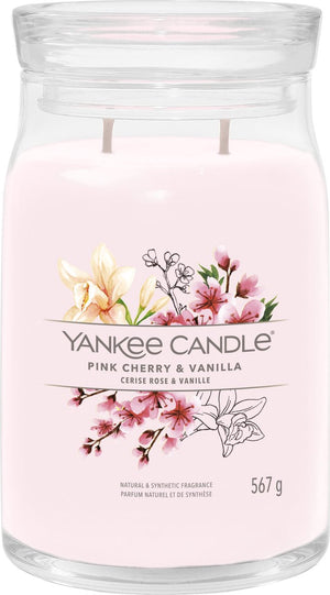 Yankee candle - pink cherry vanilla large jar geurkaars - 90 branduren - twee lonten