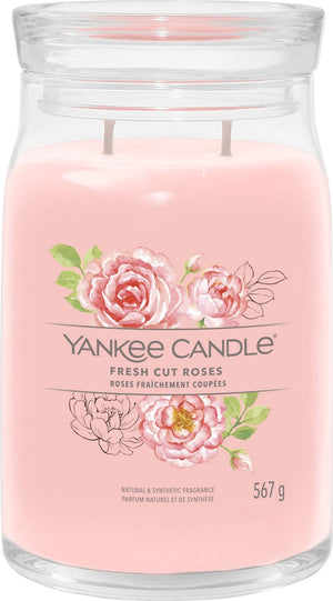 Yankee candle - fresh cut roses large jar geurkaars - 90 branduren - twee lonten
