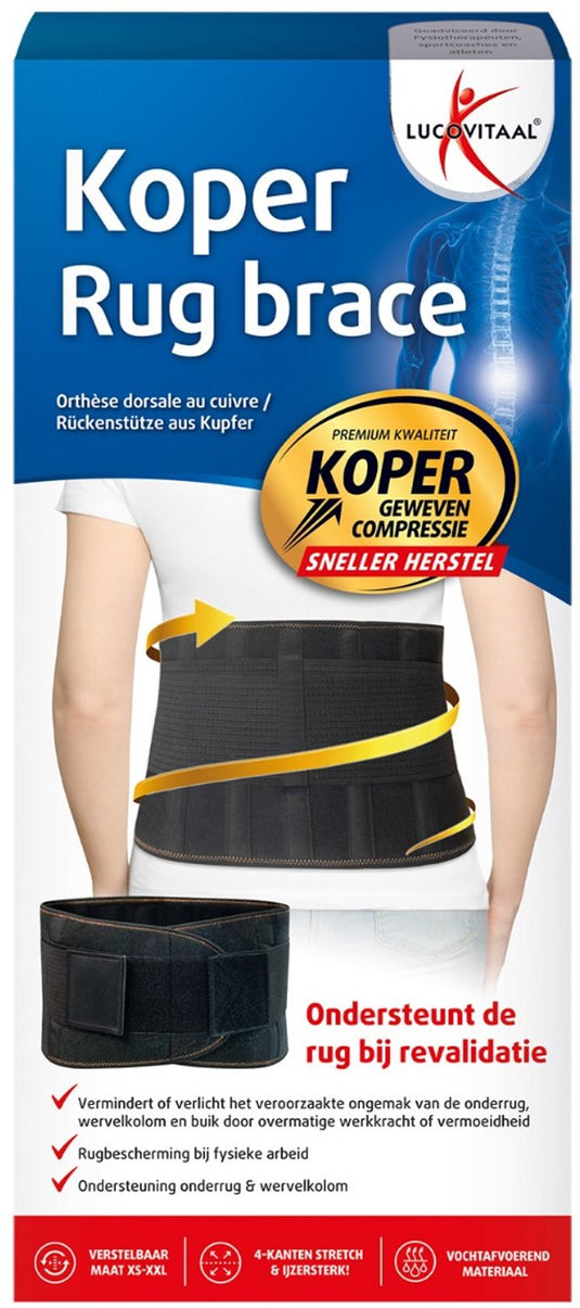 Lucovitaal koper brace rug (verstelbare maat xs-xxl) xs