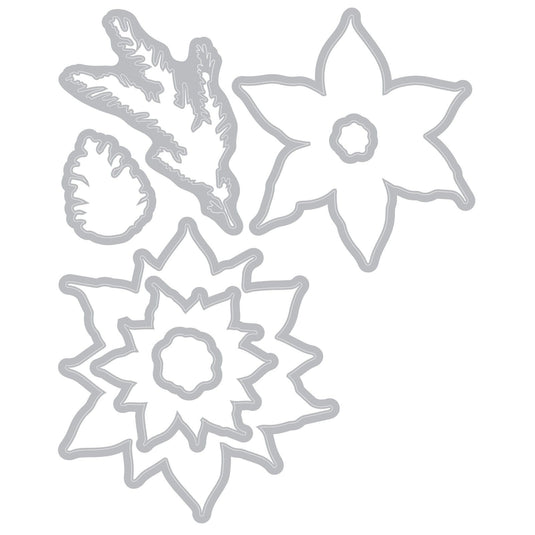 Sizzix • clear stamp set with framelits poinsettia trio by 49 and market 26pcs