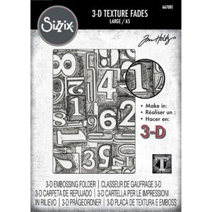 Sizzix • 3d texture fades embossing folder numbered large a5 by tim holtz