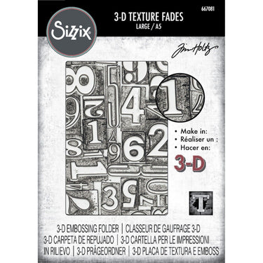 Sizzix • 3d texture fades embossing folder numbered large a5 by tim holtz