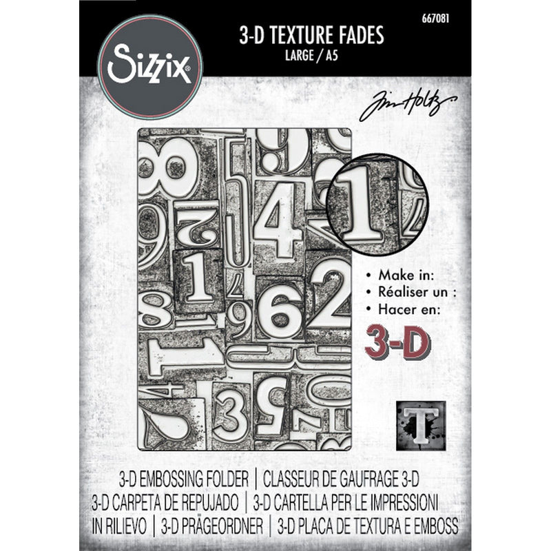 Load image into Gallery viewer, Sizzix • 3d texture fades embossing folder numbered large a5 by tim holtz
