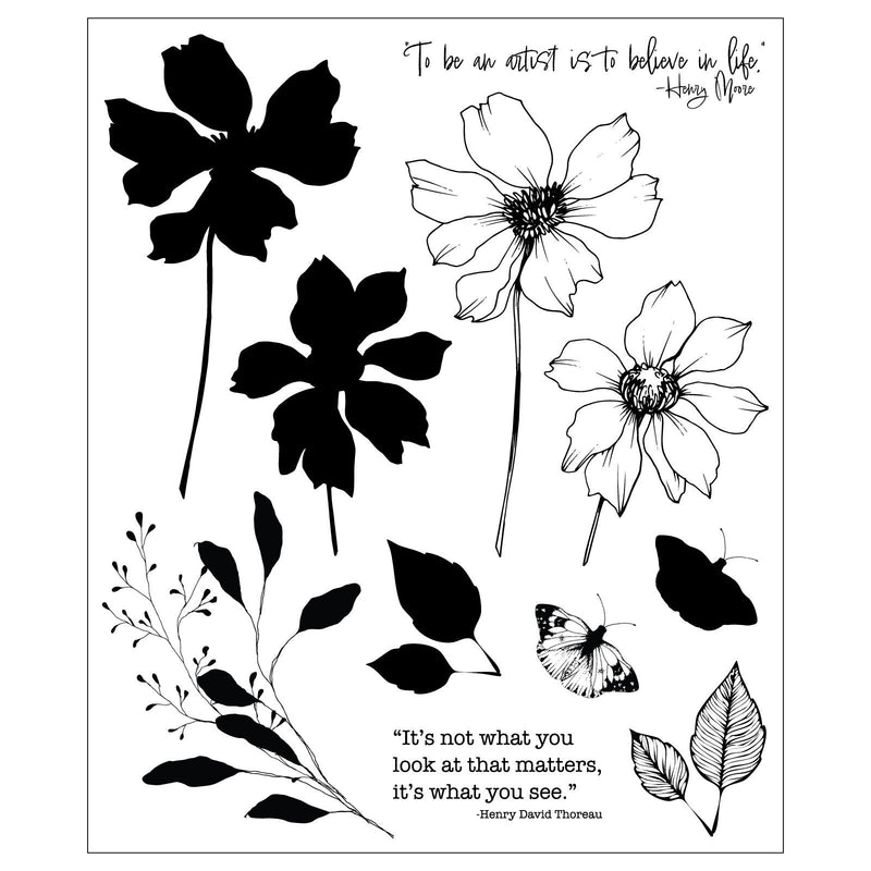 Load image into Gallery viewer, Sizzix • clear stamp set 11pcs wild blooms by willow wolfe
