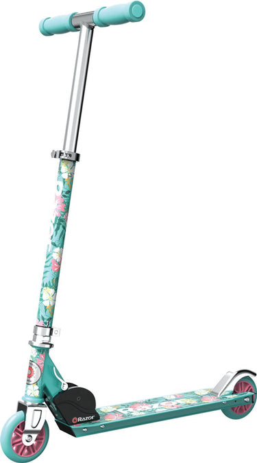 Razor a special edition - step - turquoise roze bloemen - opvouwbaar - kleine wielen 98 mm - voor kinderen - tot 65 kg - vanaf 5 jaar