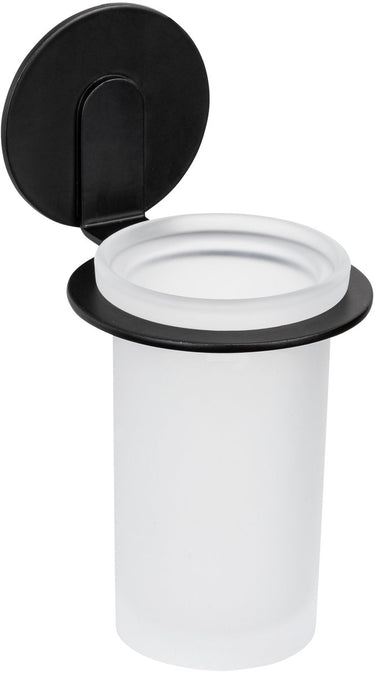 Wenko turbo-loc tandenborstelbeker bivio mat zwart aluminium - tandenborstelhouder - zwart - zelfklevend - zonder boren