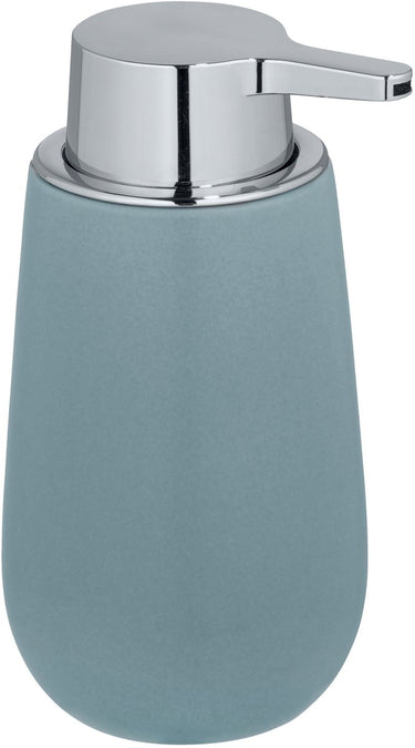 Wenko zeepdispenser badi blauwgrijs mat keramiek 320ml - zeeppompje vrijstaand en navulbaar - badkamer toilet keuken