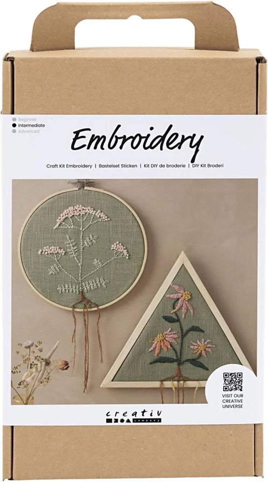 Creativ company hobbyset borduurwerk dusty groen borduurframe