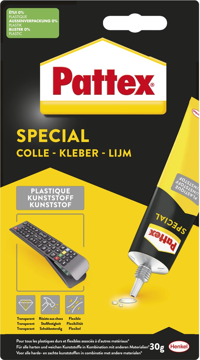 Afbeelding laden in galerijviewer, Pattex special plastic | veelzijdig voor diverse materialen | professionele resultaten, vlekkeloze afwerking | betrouwbare speciaallijm voor meesterlijke projecten.
