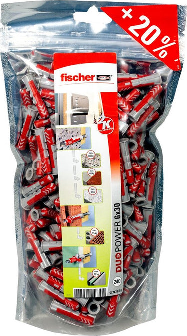 Fischer 536382 duopower 6 bigpack plug 30 mm 6 mm 240 stuk(s)
