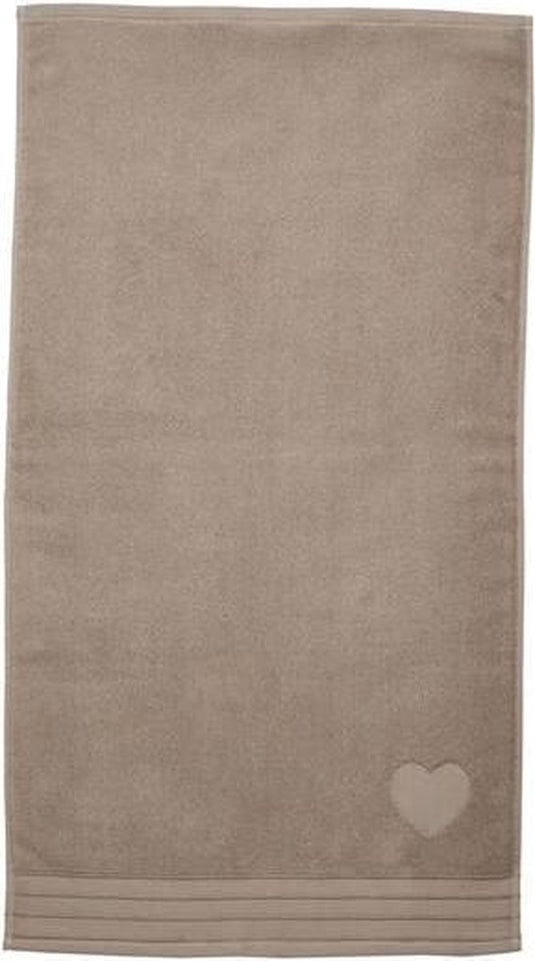 Riviera maison heart strandlaken - 100x180 cm - taupe
