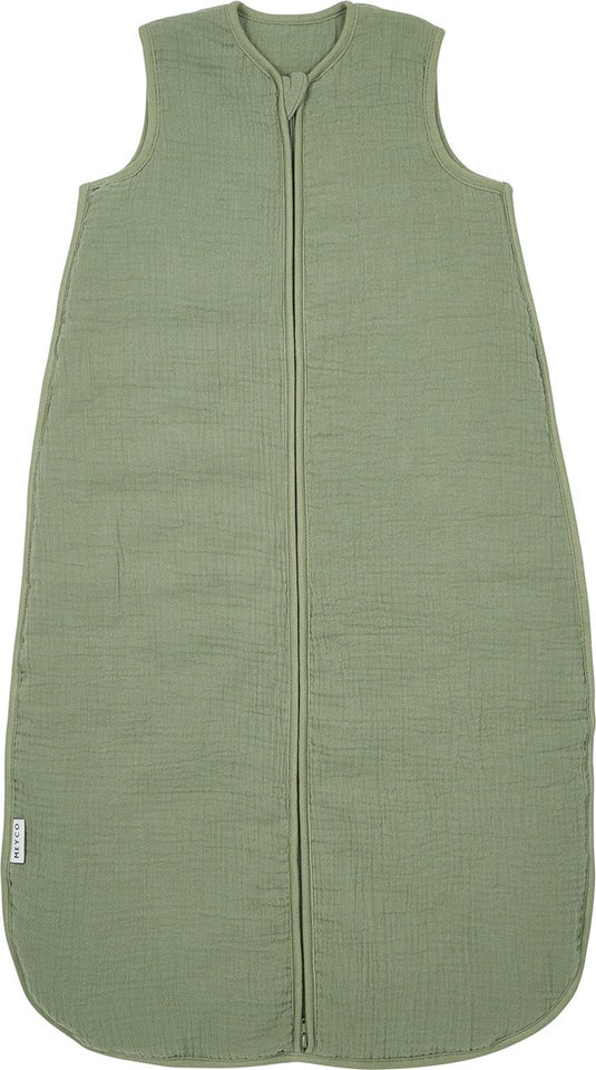 Meyco baby uni baby slaapzak gevoerd - pre-washed hydrofiel - olive green - 60cm - 2.0 tog