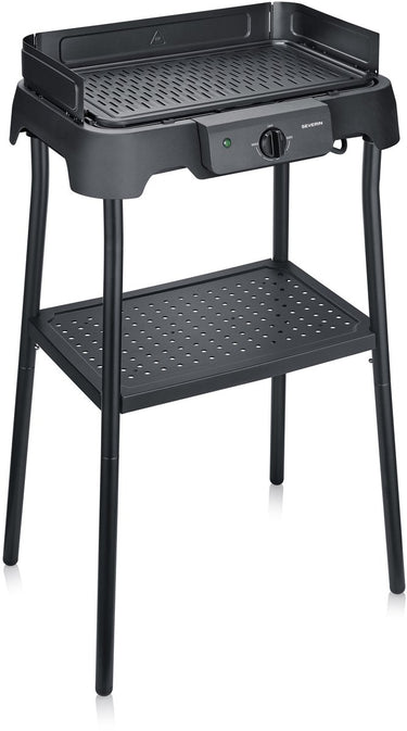 Severin pg 8596 tafelgrill met voet – 2000 w – aluminium grillplaat – glad geribbeld – zwart