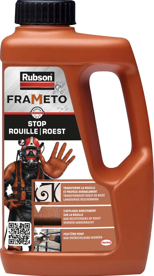 Rubson frameto roestomvormer 1l – stop roest behandeling voor metaal – binnen buiten – overschilderbaar – zwart