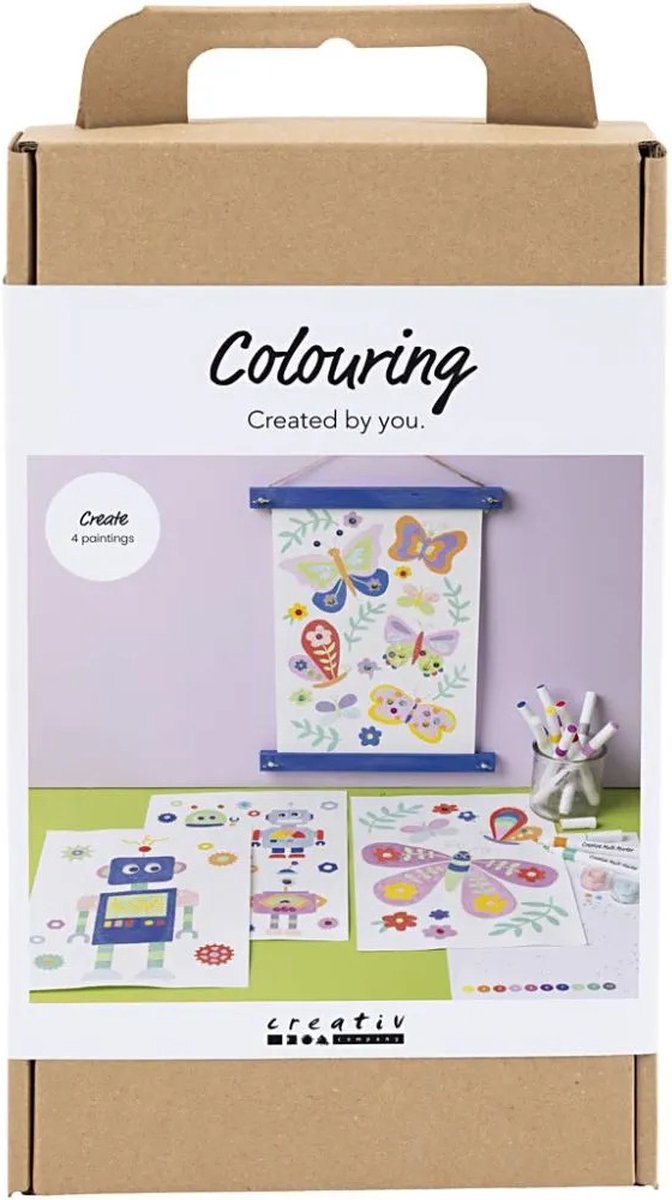 Afbeelding laden in galerijviewer, Creativ company hobbyset kleuren vlinder en robot in vrolijke kleuren
