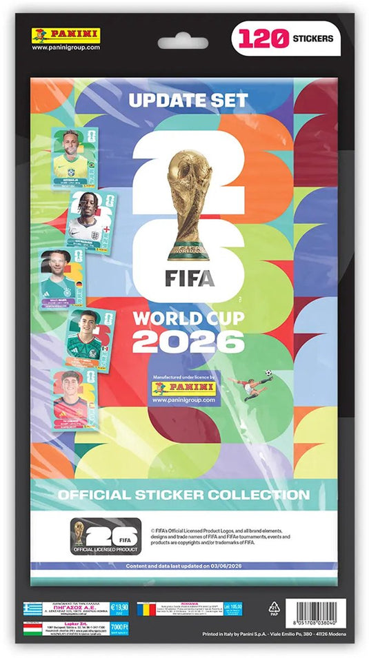 Panini fifa world cup 2026 sticker collection updateset – 120 stickers - officiële wk 2026 stickers – aanvullingsset voor album verzamelaars