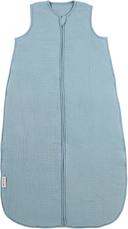 Meyco baby uni baby slaapzak gevoerd - pre-washed hydrofiel - jeans blue - 60cm - 2.0 tog
