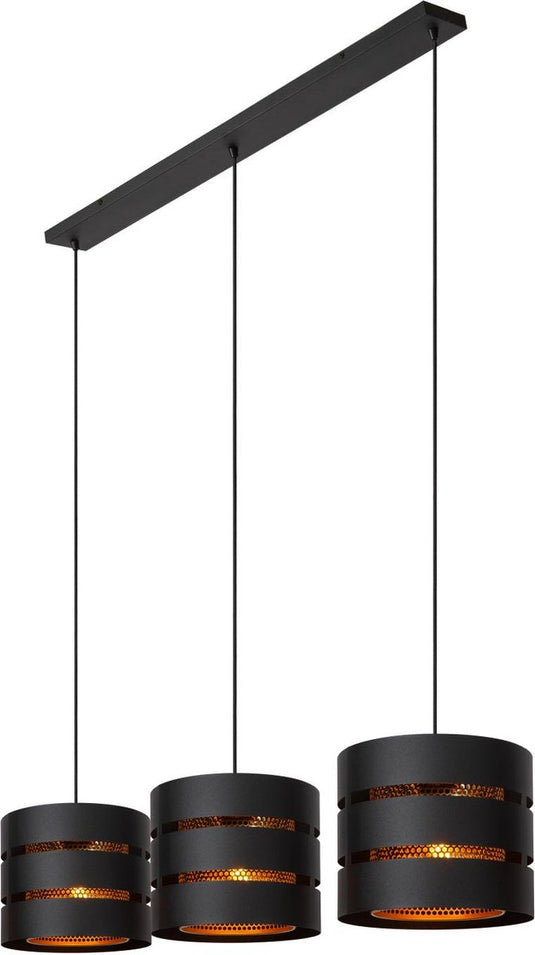 Lucide rosas - hanglamp - 3xe27 - zwart