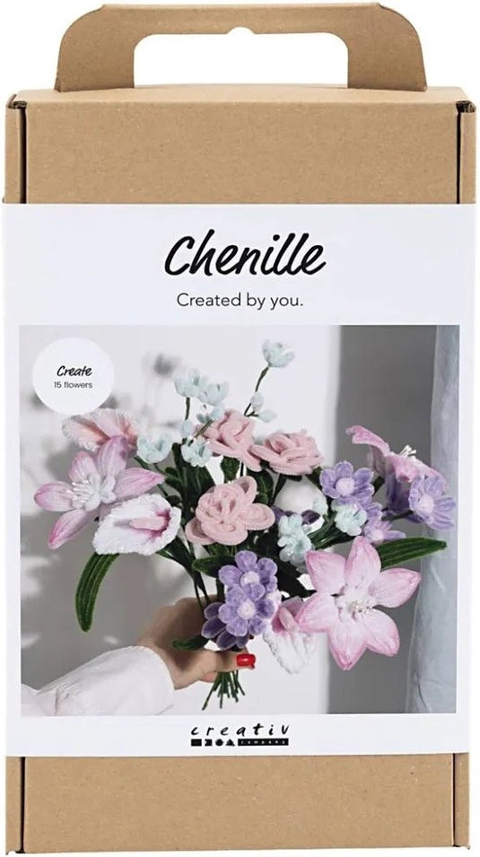 Creativ company hobbyset bloemen van chenilledraad pastelkleuren