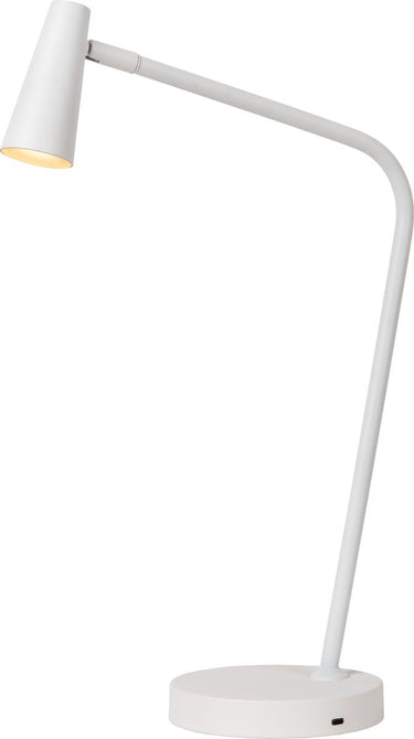 Lucide stirling - oplaadbare bureaulamp - accu batterij - led 3 stepdim - 1x3w 2700k - wit