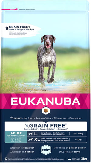 Eukanuba adult large grain free zeevis - hondenvoer - 3 kg