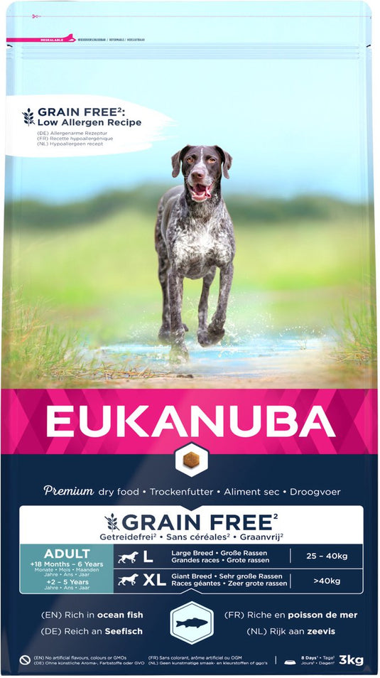 Eukanuba adult large grain free zeevis - hondenvoer - 3 kg