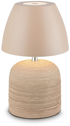 B.k.licht briloner cera – tafellamp oplaadbaar – draadloos – voor binnen en buiten – dimbaar – oplaadbare accu – keramiek – beige – ø14 x 36 cm
