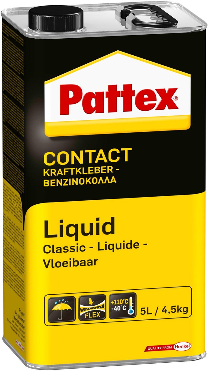 Afbeelding laden in galerijviewer, Pattex pro contactlijm vloeibaar 4.5 kg – extra sterk – voor hout, metaal en kunststof meer– professioneel gebruik
