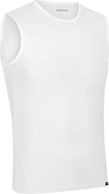 Gripgrab - ultralight mesh mouwloos base layer zomer fiets ondershirt polygiene zweethemd - wit - heren - maat l