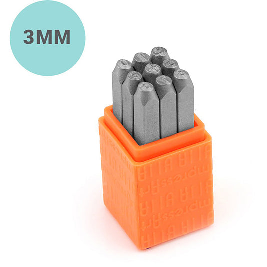 Impressart embossing stempels, font: sans serif , afm 3 mm, 9 stuk 1 set