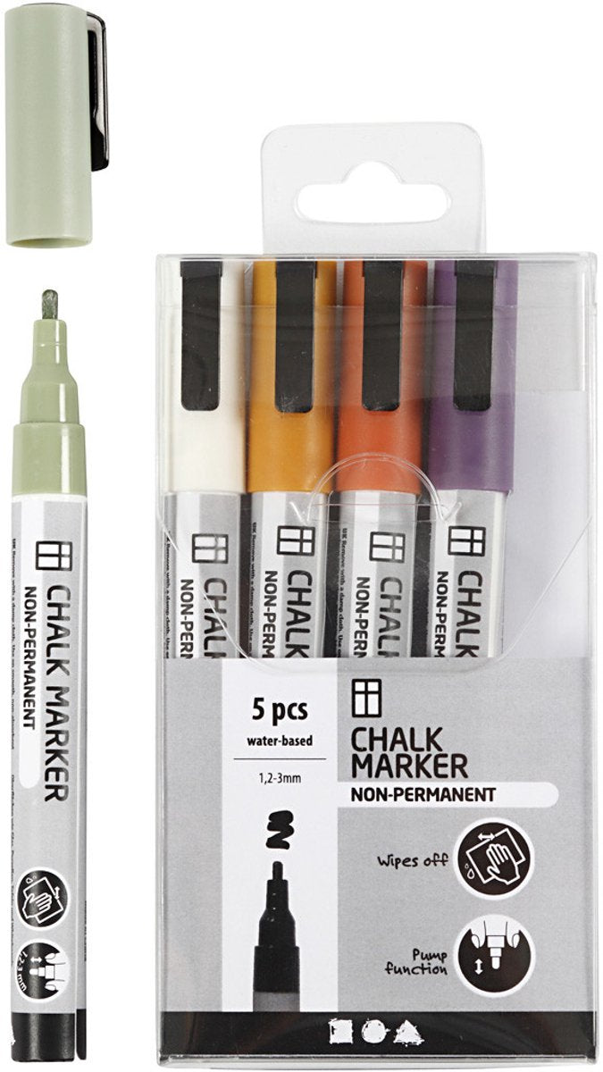 Afbeelding laden in galerijviewer, Creativ company krijt markers pastelkleuren, 5st.
