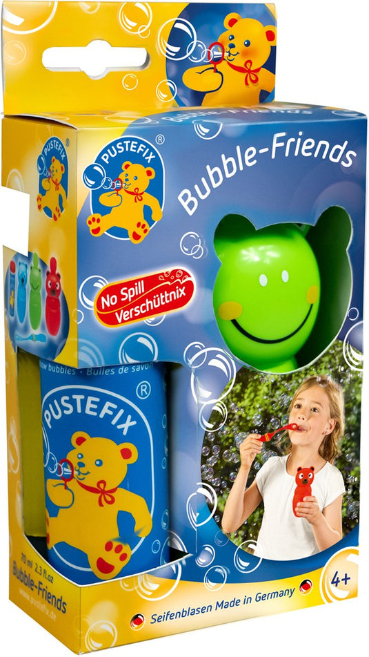 Pustefix bellenblaas - bubbelvrienden - kikker, kat en beer - met 70ml vloeistof - 4 jaar