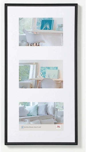 Walther new lifestyle - kunststof lijst - fotoformaat 3x 10x15 cm - zwart