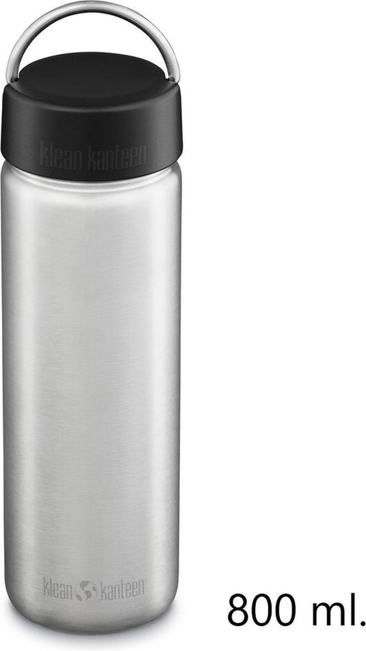 Klean kanteen wide single wall 800 ml 27oz - rvs zilver - met brede ringdop