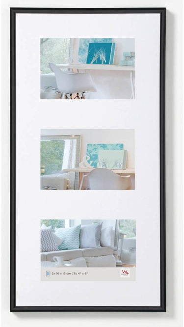 Walther new lifestyle - kunststof lijst - fotoformaat 3x 10x15 cm - zwart