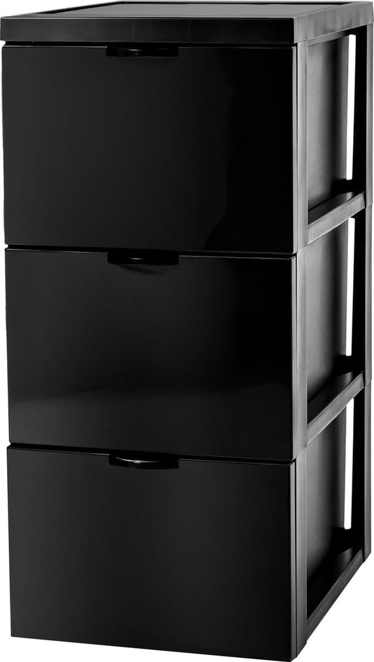 Iris style chest ladesysteem met 3 lades - 3 x 15l - kunststof - zwart
