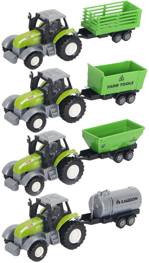 Lobbes speelgoed bv die-cast groene trekker met aanhanger en pull-backfunctie