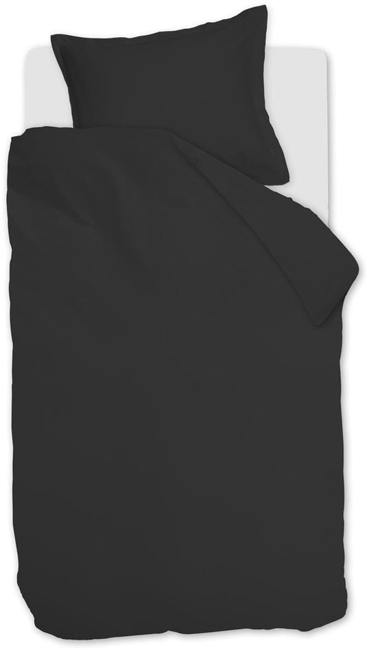 Ambiante satin uni dekbedovertrek - eenpersoons - 140x200 220 cm - zwart