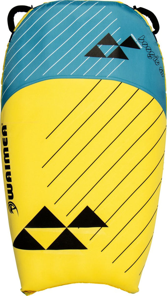 Waimea opblaasbaar bodyboard 106 cm - boogie air - geel blauw zwart
