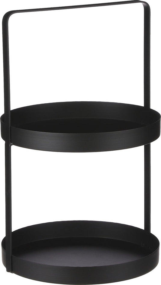 Mica decorations etagere 2 laags - h41 x ø25 cm - metaal - zwart