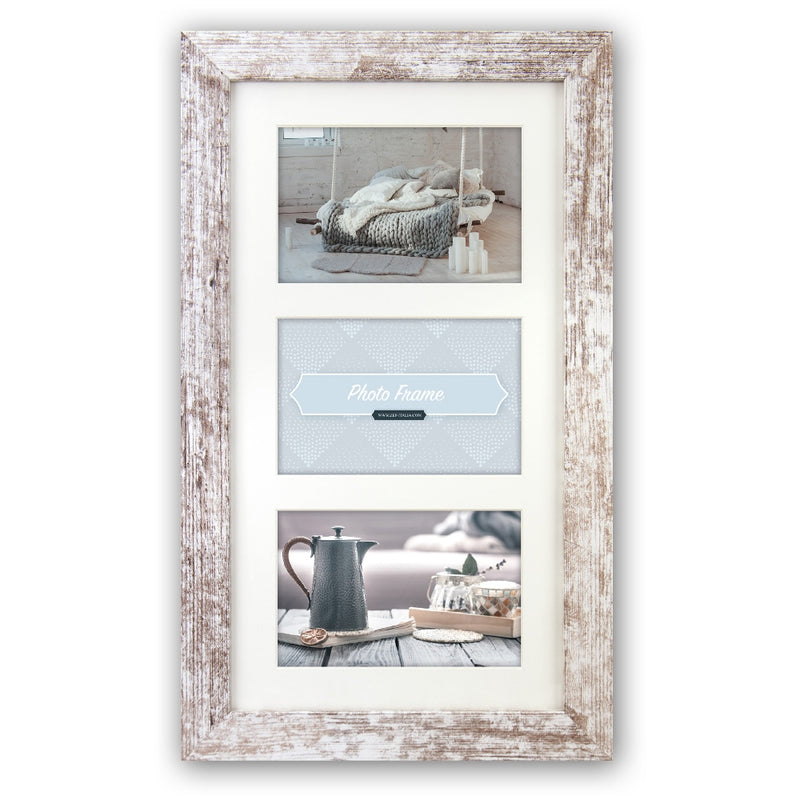 Afbeelding laden in galerijviewer, Zep fotolijst v23136 nelson 6 3q white wash voor 3 foto's
