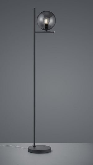 Trio pure - vloerlamp - antraciet - excl. 1x e14 28w - rookkleurige glas