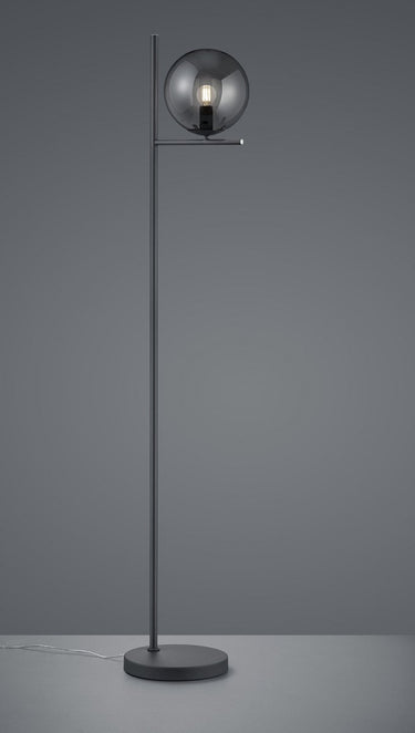 Trio pure - vloerlamp - antraciet - excl. 1x e14 28w - rookkleurige glas