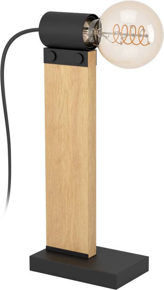 Eglo bailrigg tafellamp - e27 - 33 cm - zwart bruin - hout staal