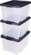 Iris handybox opbergbox - 30l - kunststof - transparant zwart - set van 3