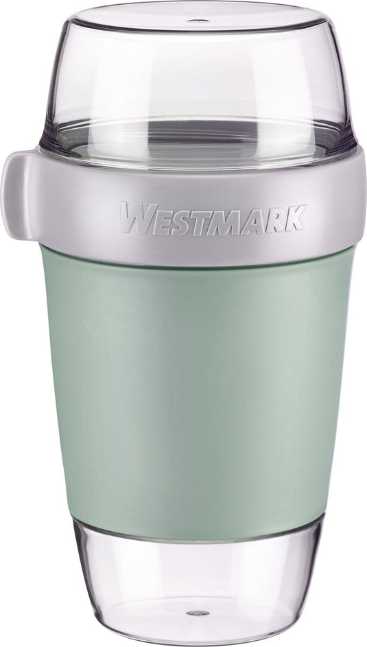 Westmark lunchpot, groot, met 3 lekvrije compartimenten: 350 ml + 600 ml + 200 ml, kunststof, natuurlijk bpa-vrij, mintgroen grijs helder, 5287226m
