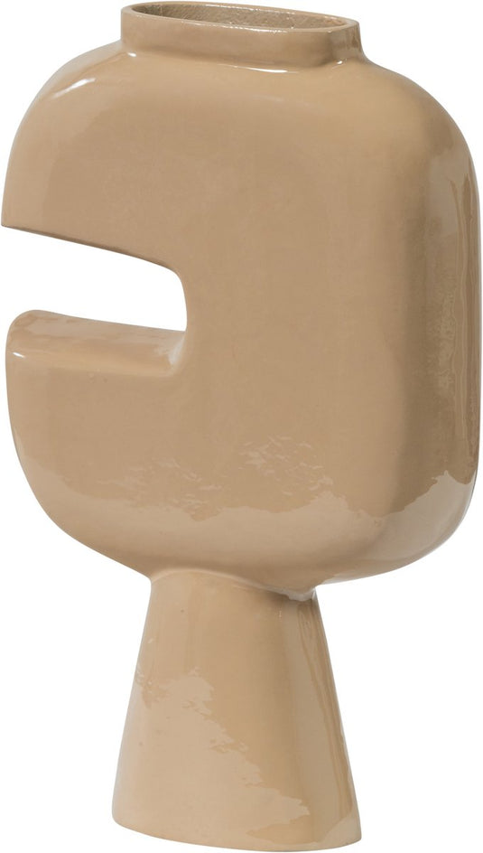 Woood gianna vaas - aluminium - zand - 31x21x7 cm