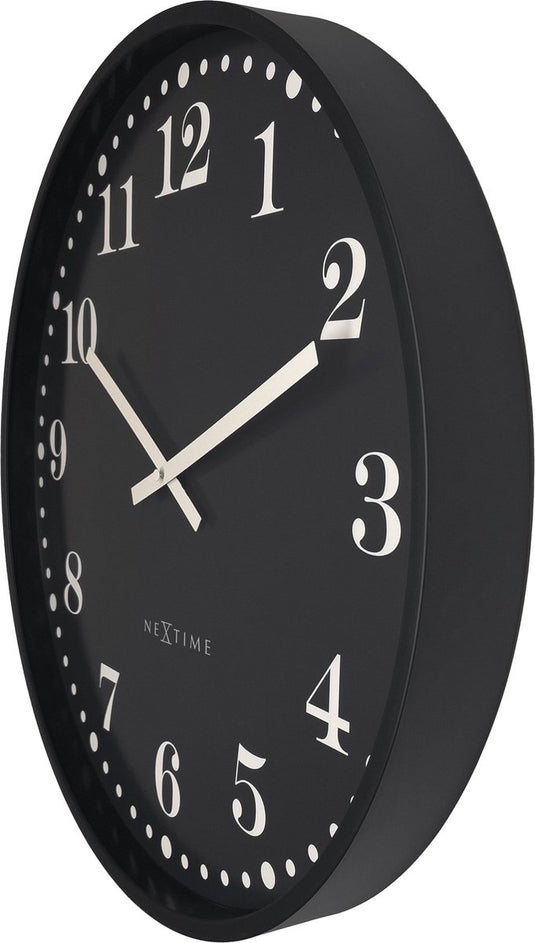 Nextime dickens large – wandklok – 50 cm – plastic – zwart – stil