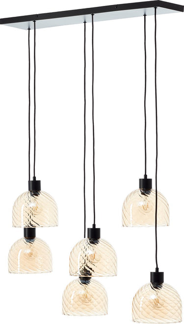 Brilliant casto - hanglamp - 6-lichts - e27 max 6x25w - glas - amber - zwart